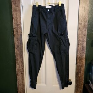 Black Cargo Jogger Pants with Utility Pockets